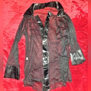 Mesh and silk black button up shirt - size medium